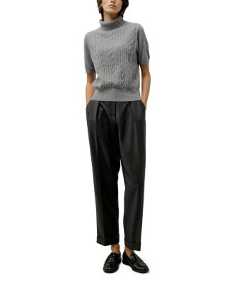  Cable Knit Baby Cashmere Turtleneck Top
