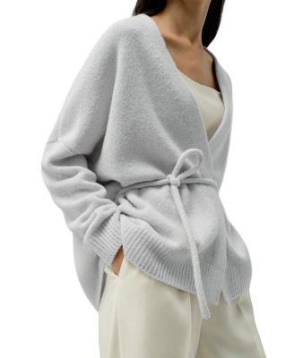  Boucle Knit Silk Cashmere Wrap Cardigan