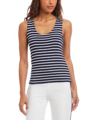 Stripe Scoop Neck Double Layer Tank