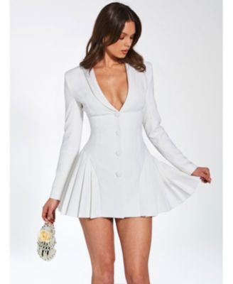  Delia Long Sleeve Blazer Dress with Pleated Detail