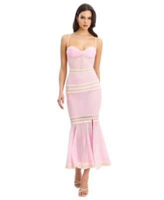  Pallas Bodycon Crochet Lace Trim Mermaid Maxi Dress