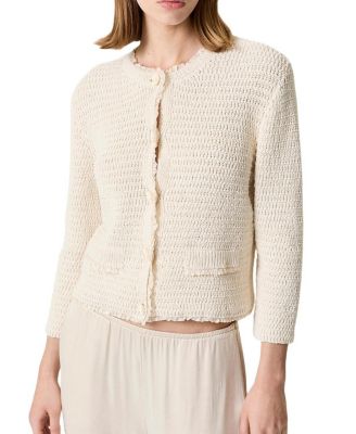 Textured Boucle Button Cardigan
