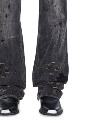 Asher Black Distressed Jeans in Charcoal