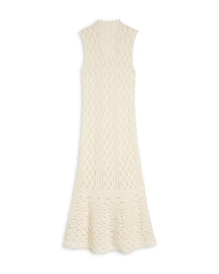 Sleeveless Fine Crochet Knit V Neck Dress
