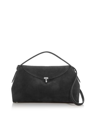 T-Lock Suede Convertible Top Handle Bag in Tobacco
