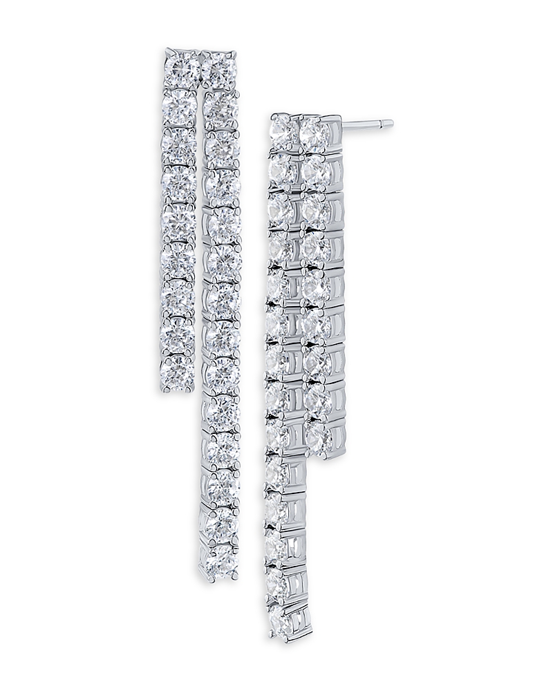 Kenneth Jay Lane Cubic Zirconia Double Row Linear Drop Earrings