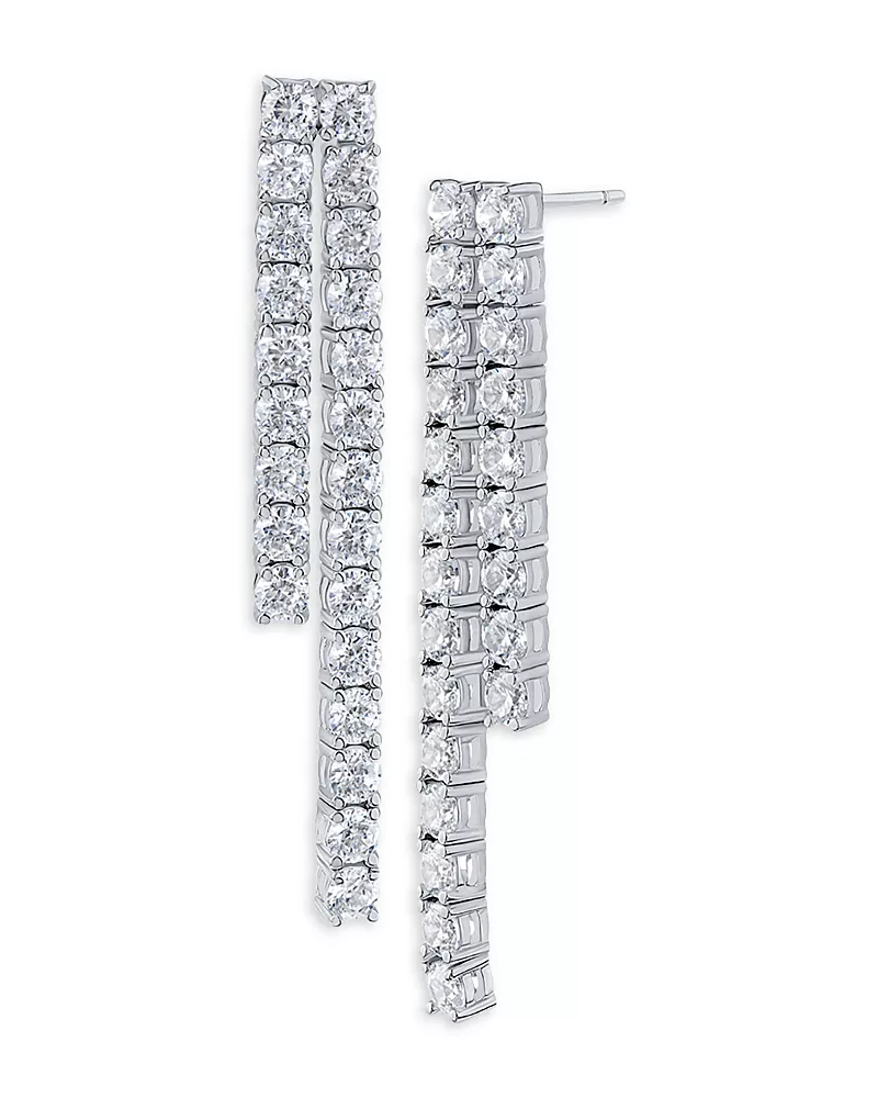 Kenneth Jay Lane Cubic Zirconia Double Row Linear Drop Earrings