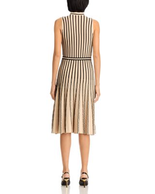 Stripe V Neck Ribbed Knit Dress
