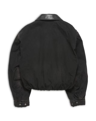 Leather Collar Bomber Jacket