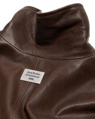 Leather Funnel Neck Jacket