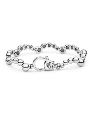 Sterling Silver Caviar Bubbly Beaded Scallop Bracelet