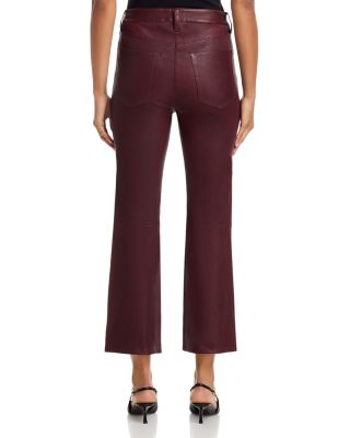 The Leather Reboot High Rise Ankle Bootcut Jeans in Oxblood