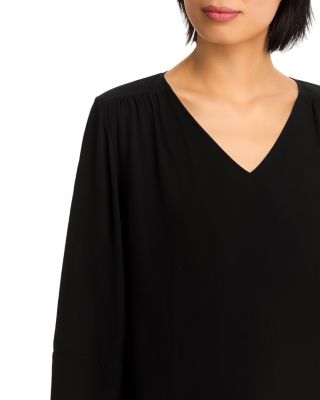Silk V Neck Lantern Sleeve Top