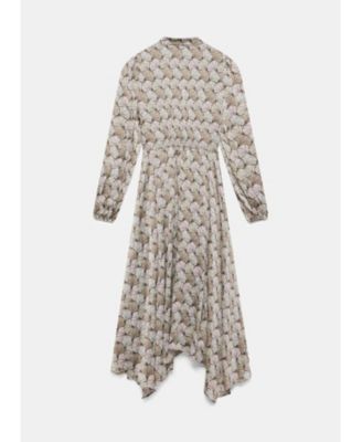  Women's Geo Long Sleeve Print Midi Dress