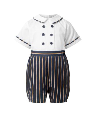 Boys' Navy Stripe Romper - Baby