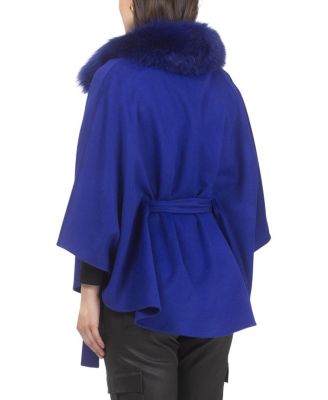  Select Wool Belted Cape with Select Lamb Collar