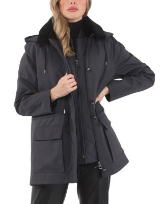  Parka with Detachable Hood and Select Shearling Lamb Collar, Removable Vest