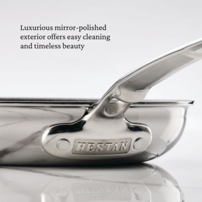 ProBond Luxe 11" Polished Professional Clad Stainless Steel Skillet with Lid