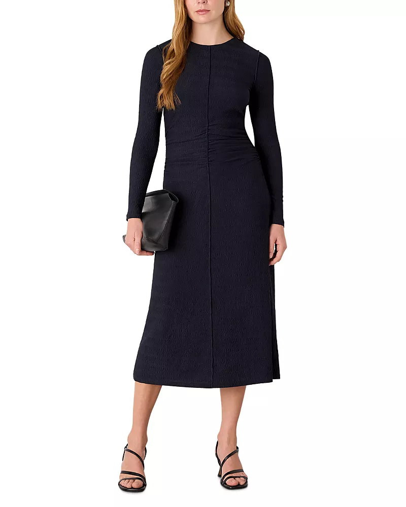 Whistles Textured Jersey Ruched Dress