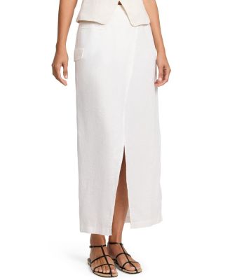  Linen Utility Wrap Maxi Skirt