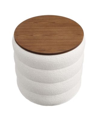 Mezzo Round Boucle Fabric Storage Ottoman