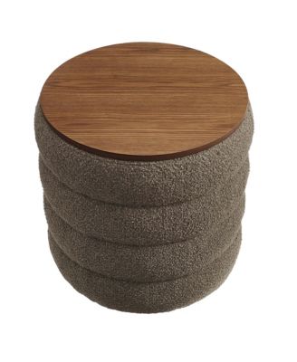 Mezzo Round Boucle Fabric Storage Ottoman