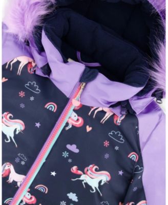 Girls' Two-Piece Play Snowsuit Unicorn Jacket - Big Kid