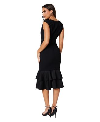 Satin Back Crepe Peplum Dress