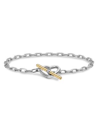 DY Madison&reg; Heart Toggle Chain Bracelet in Sterling Silver with 18K Yellow Gold, 3mm