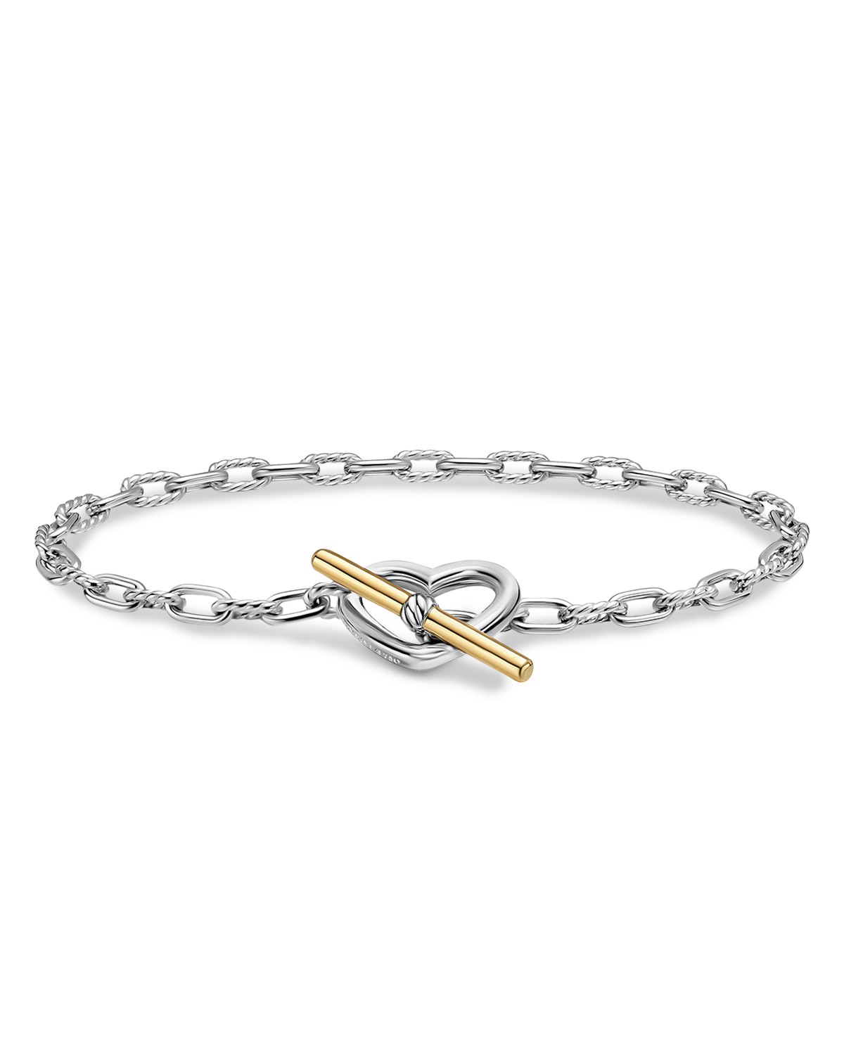 DY Madison® Heart Toggle Chain Bracelet in Sterling Silver with 18K Yellow Gold, 3mm