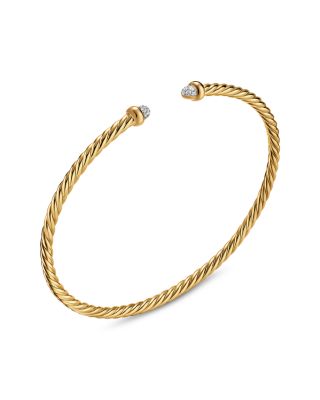 Micro Cablespira&reg; Flex Bracelet in 18K Yellow Gold with Diamonds, 2.6mm