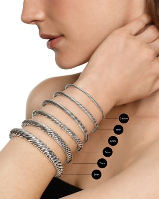 Micro Cable Flex&reg; Heart Station Bracelet in Sterling Silver with 14K Yellow Gold, 2.6mm