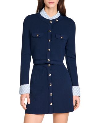 Cropped Rub Knit Cardigan