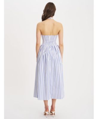 Mackenna Stripe Halter Smock Back Maxi Dress
