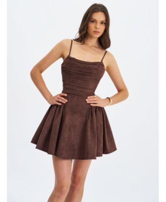 Raisa Suede Ruched Mini Dress