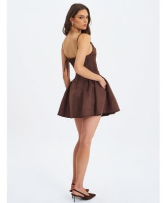 Raisa Suede Ruched Mini Dress