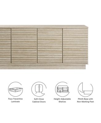 Render 70" Faux Travertine Sideboard Cabinet TV Stand