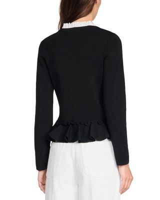 Removable Collar Peplum Cardigan
