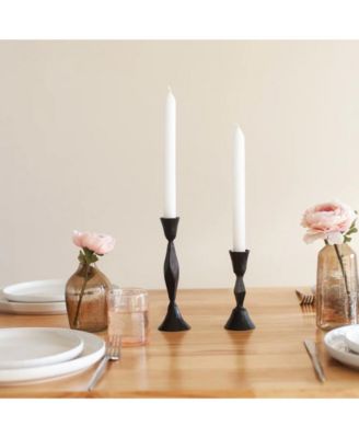  Low Diamond HandForged Iron Candle Stand, Set of 2