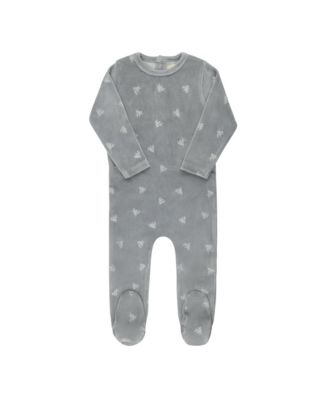  Unisex Velour Leaf Pattern Collection Footie - Baby