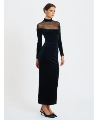  Blair Sheer Mock Neck Maxi Dress