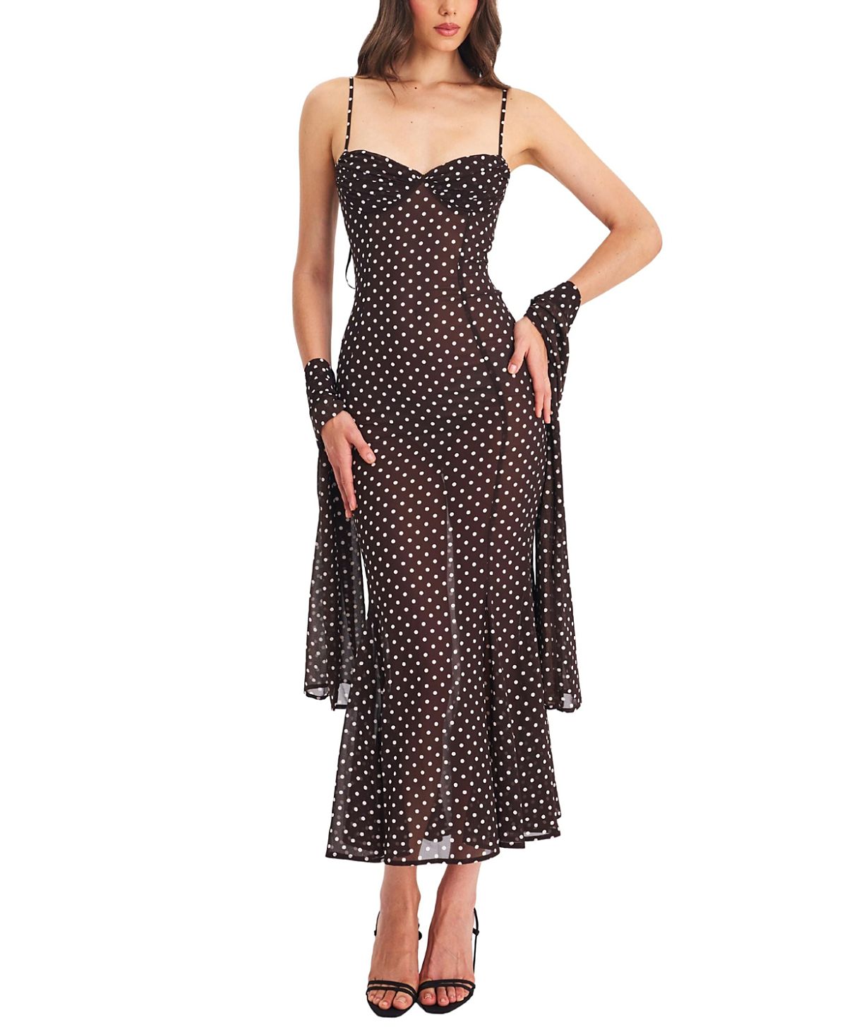 Miss Circle Yadira Polka Dot Sheer Chiffon Maxi Dress