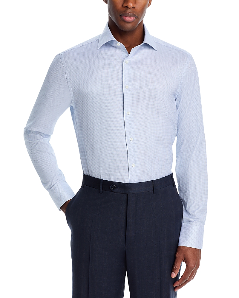 Canali Regular Fit Micro Check Dress Shirt