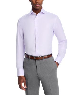 Regular Fit Micro Textured Solid Dress Shirt