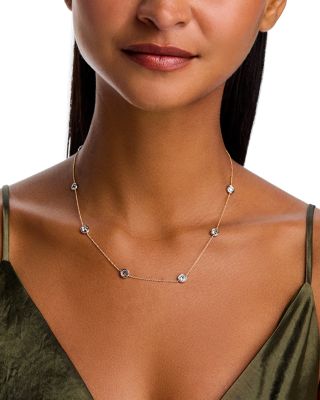 Luxe Collection Certified Lab Grown Diamond by the Yard Bezel Station Necklace in 14K White & Yellow Gold, 4.0 tcw