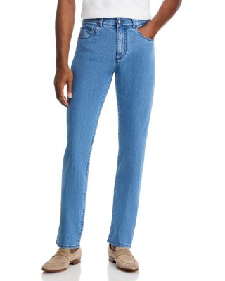 Light Wash Stretch Denim Straight Fit Jeans