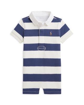 Boys' Striped Cotton Rugby Shortalls - Baby