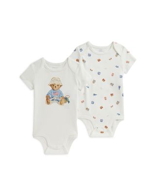 Girls' Polo Bear Cotton Bodysuits, 2 Pack - Baby