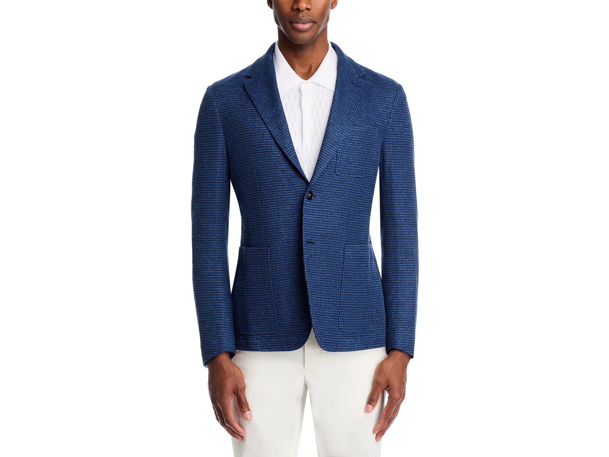 Linen & Cotton Textured Jersey Unstructured Sport Coat — Image 3