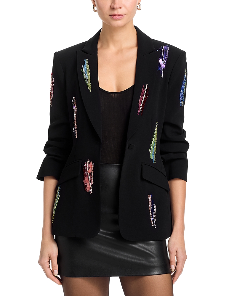 Cinq a Sept Paillette Whirl Scrunched Sleeve Jacket